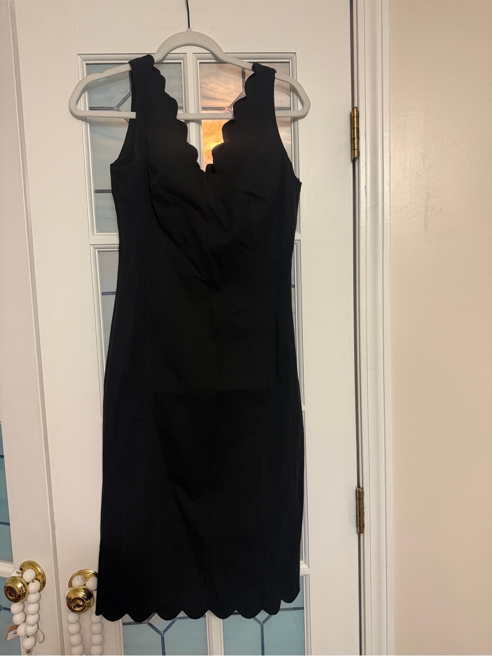 Banana Republic Black Scalloped Sheath Midi Dress
